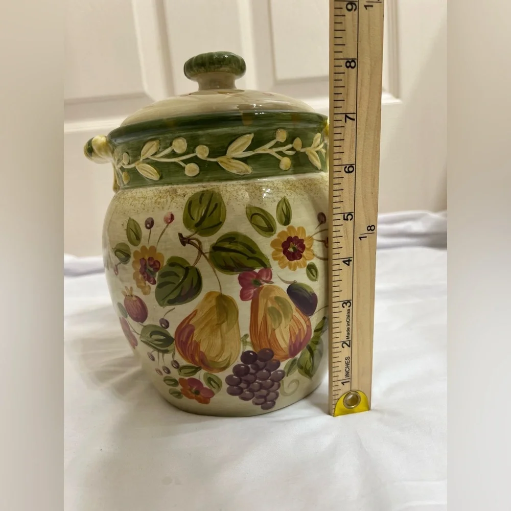Hand-Painted Ceramic Kitchen Canister with Lid